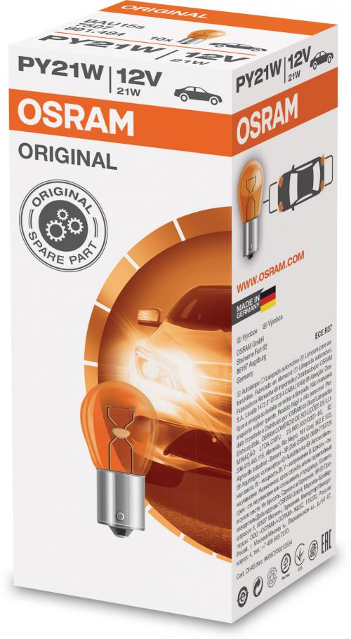 OSRAM 12V 21W PY21W BAU15S ORANGE STANDARD 10-BOX