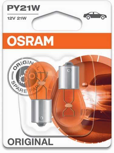 OSRAM 12V 21W BAU15S AMBER BULBS 2-PK