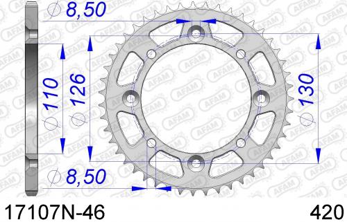 AFAM REAR ALU 46T, 420 AF517107N46