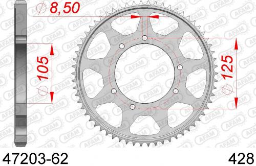 AFAM REAR STEEL 62T, 428 AF24720362