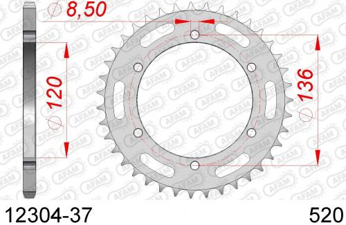 AFAM REAR STEEL 37T, 520 AF21230437