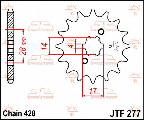 JT SPROCKETS FRONT STEEL 13T, 428 JTF027713