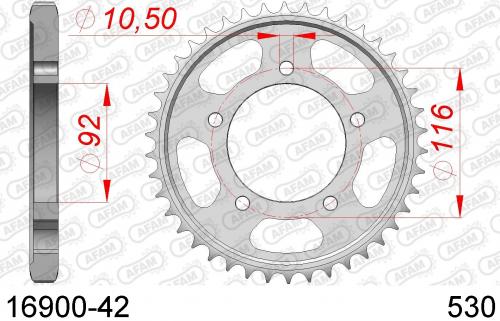 AFAM REAR STEEL 42T, 530 AF21690042