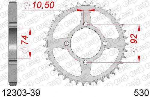 AFAM REAR STEEL 39T, 530 AF21230339