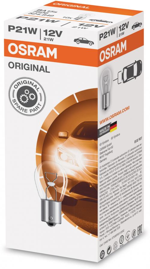 OSRAM 12V 21W P21W BA15S STANDARD 10-BOX
