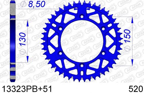 AFAM REAR ALU 51T, 520, BLUE
