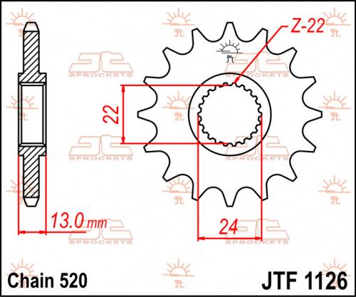 JT SPROCKETS FRONT STEEL 16T, 520 JTF112616