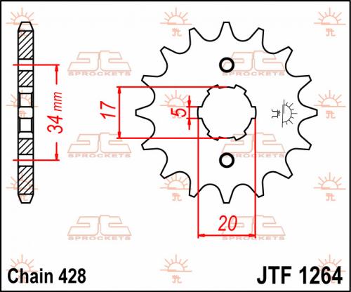 JT SPROCKETS FRONT STEEL 15T, 428 JTF126415
