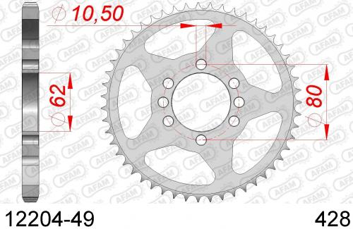 AFAM REAR STEEL 49T, 428 AF21220449
