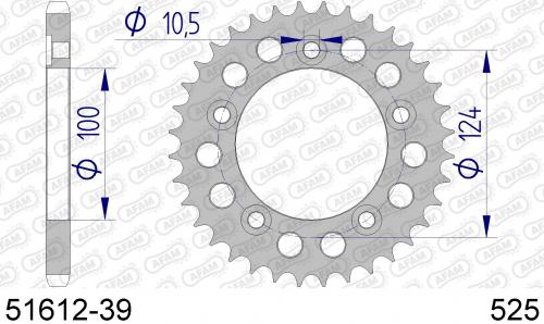 AFAM REAR ALU 39T, 525 AF55161239