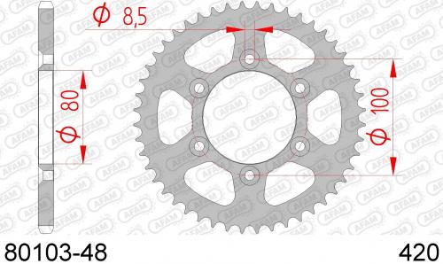 AFAM REAR STEEL 48T, 420 AF28010348
