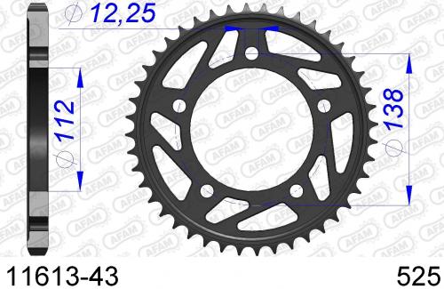 AFAM REAR ALU 43T, 525 AF51161343