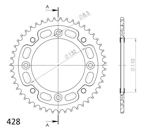 Supersprox Stealth rear sprocket 47T 428 pitch Black 105 SX 2007–2011 RST-898:47-BLK