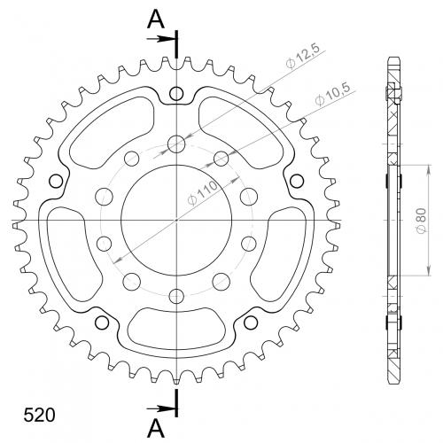 SUPERSPROX SUPERSPROX REAR STEALTH 45T, GOLD, 530 SU6133445G