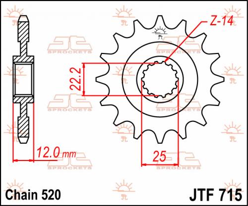 JT SPROCKETS FRONT STEEL 13T, 520 JTF071513