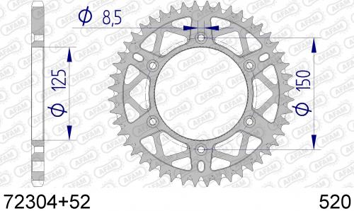 AFAM REAR ALU 52T, 520 AF57230452