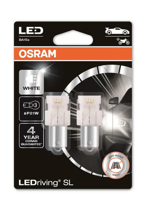 OSRAM 12V 1,9W P21W BA15S LED WHITE 6000K 2-PK
