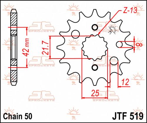 JT SPROCKETS FRONT STEEL 15T, 530 JTF051915