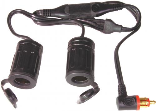TECMATE O-36 Y-SPLITTER 90 DEG DIN PLUG 2 X CIG SKT OPTIMA