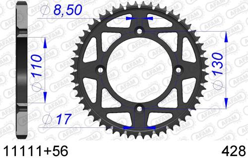AFAM REAR ALU 56T, 428 AF51111156