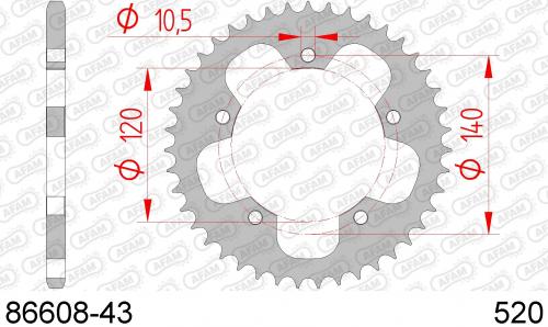 AFAM REAR STEEL 43T, 520 AF28660843