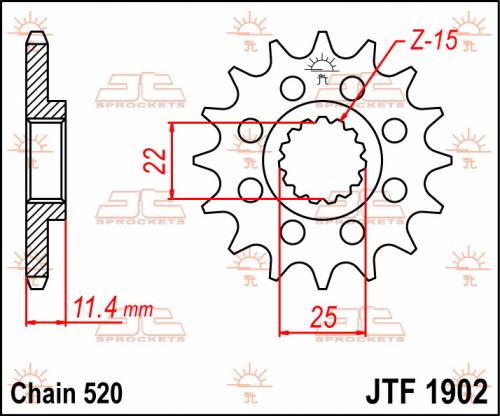 JT SPROCKETS FRONT STEEL 14T, 520 JTF190214