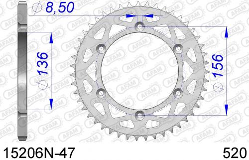AFAM REAR ALU 47T, 520 AF515206N47