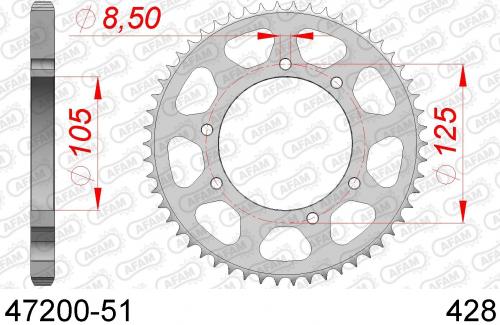 AFAM REAR STEEL 51T, 428 AF24720051