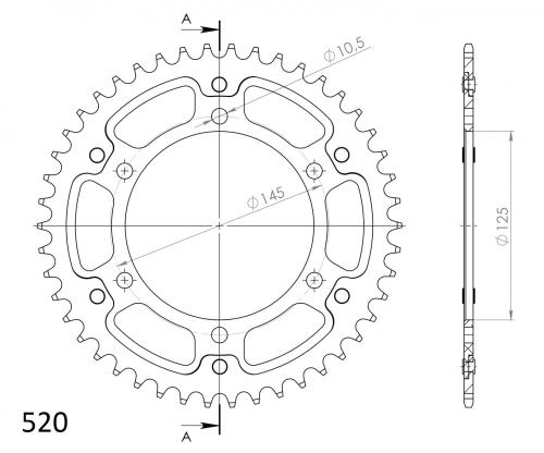 SUPERSPROX SUPERSPROX REAR STEALTH 46T, GOLD, 520 SU685546G