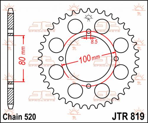 JT SPROCKETS REAR STEEL 37T, 520 JTR081937