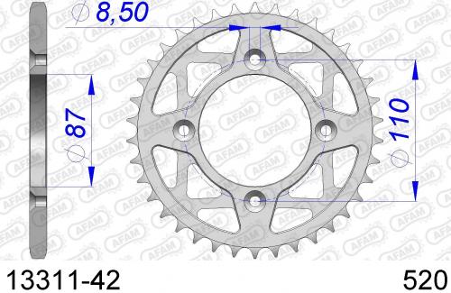 AFAM REAR ALU 42T, 520 AF51331142