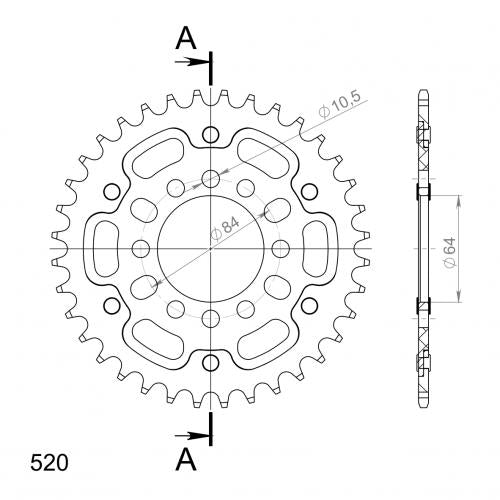 SUPERSPROX SUPERSPROX REAR STEALTH 36T, GOLD, 520 SU6182636G