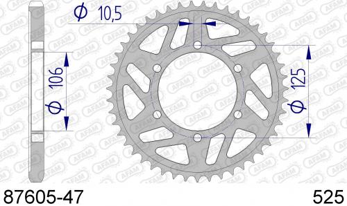 AFAM REAR ALU 47T, 525 AF58760547