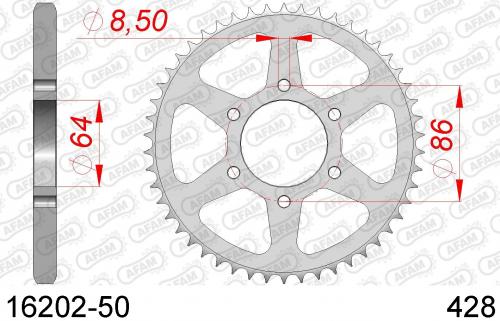 AFAM REAR STEEL 50T, 428 AF21620250