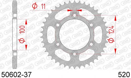 AFAM REAR STEEL 37T, 520 AF25060237