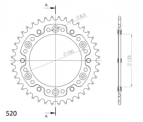 SUPERSPROX SUPERSPROX REAR ALU 40T, BLACK, 520 SU299040B