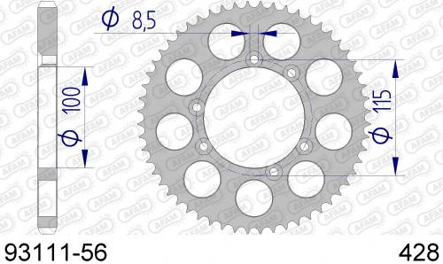 AFAM REAR ALU 56T, 428 AF59311156