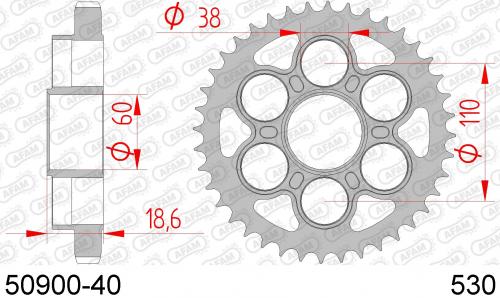 AFAM REAR STEEL 40T, 530 AF25090040