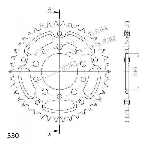SUPERSPROX SUPERSPROX REAR STEALTH 42T, RED, 530 SU6133442R