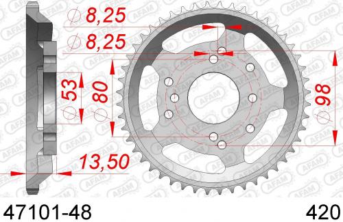 AFAM REAR STEEL 48T, 420 AF24710148