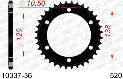 AFAM REAR STEEL 36T, 520 AF21033736