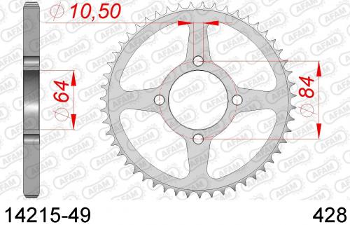 AFAM REAR STEEL 49T, 428 AF21421549
