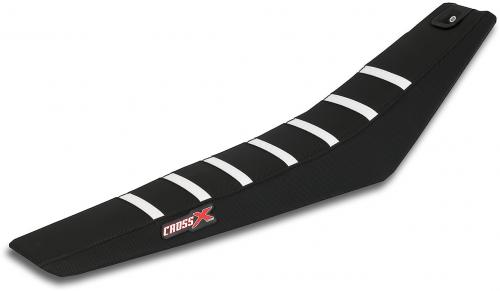CROSS X SEAT COVER ADV W/STRIPES BLACK BLACK WHITE