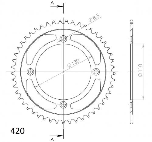Supersprox steel rear sprocket 47T 420 pitch Black CR 80 EXPERT BW 1996–2002 RFE-209:47-BLK