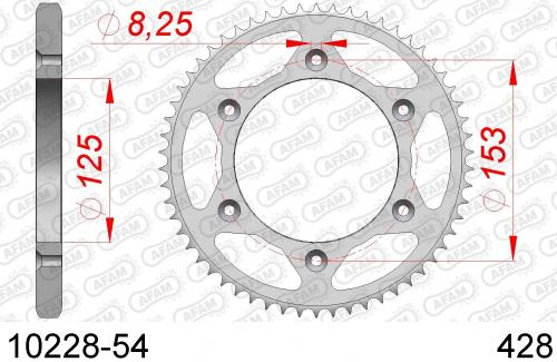 AFAM REAR STEEL 54T, 428 AF21022854