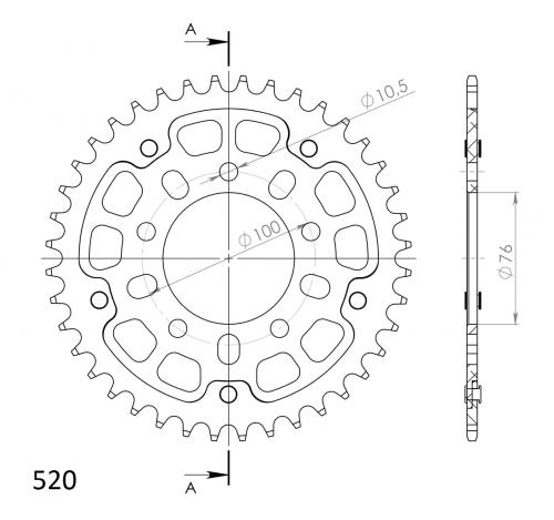 SUPERSPROX SUPERSPROX REAR STEALTH 40T, GOLD, 520 MARCHESINI/