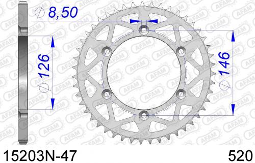 AFAM REAR ALU 47T, 520 AF515203N47