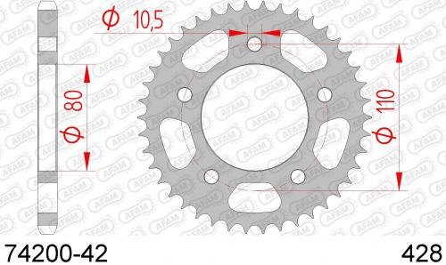 AFAM REAR STEEL 42T, 428 AF27420042