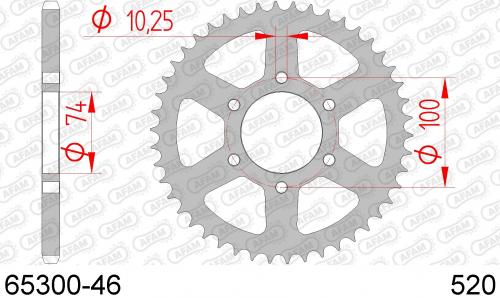 AFAM REAR STEEL 46T, 520 AF26530046