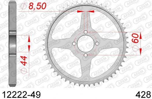 AFAM REAR STEEL 49T, 428 AF21222249